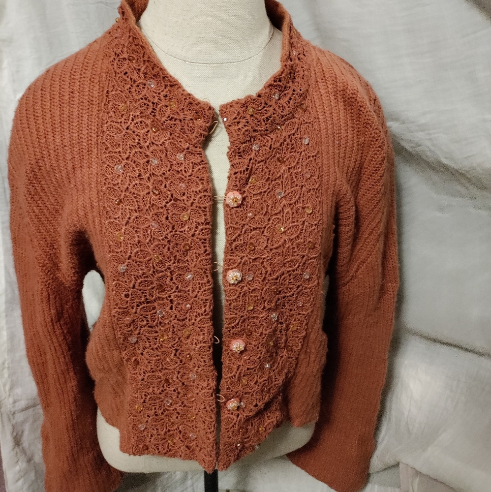 Moth  anthropology Orange cardigan